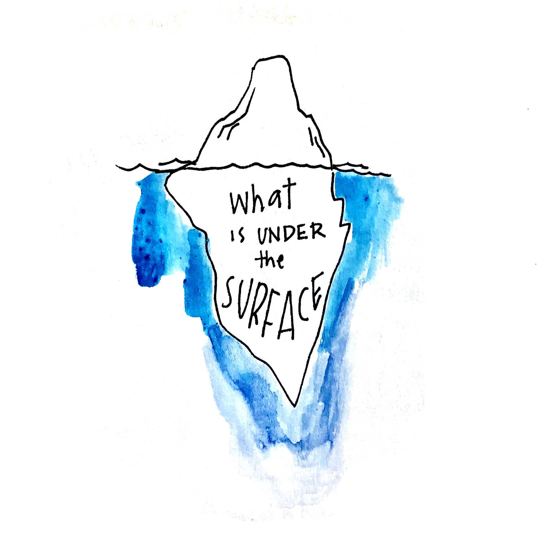 what is under the surface, like an iceberg? deep democracy sketch of an iceberg by sam bradd 