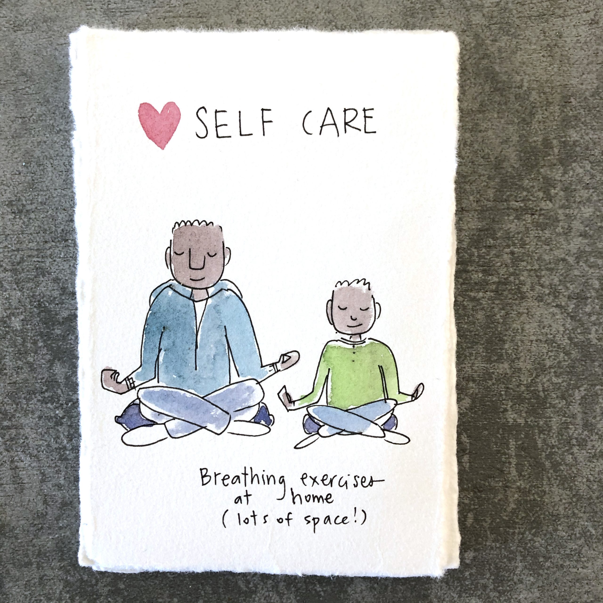 self care - try image of father and kid doing breathing exercises together