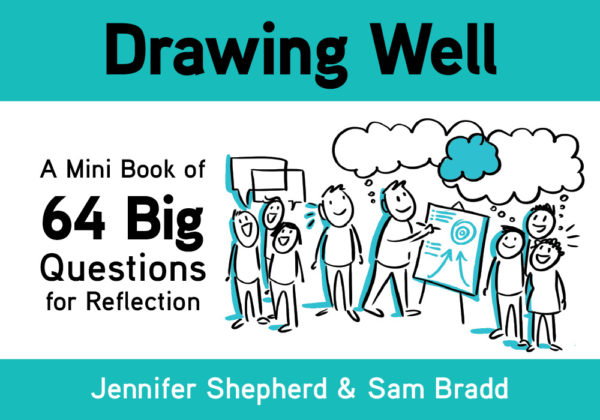 Graphic Recording drawing well 64 reflection questions with sam bradd drawing change 