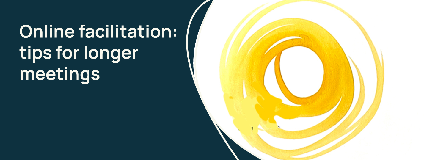 Drawing Change image that has the words tips for longer online meetings